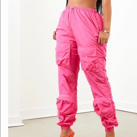 Brand New Boutique Sorella Pink Parachute Track Pants - Picture 2 of 5